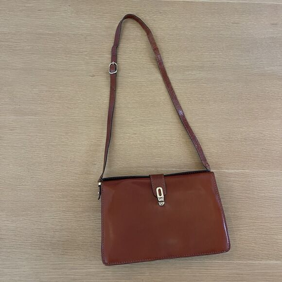 Vintage Made in Italy for The Broadway Leather Shoulder Crossbody Bag - Picture 1 of 11